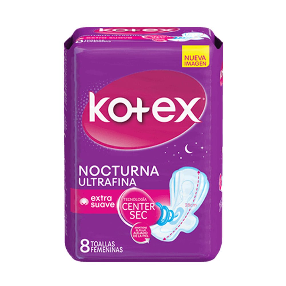 Toallas Sanitaria Kotex Nocturna Ultrafina Con Alas 8 Unidades