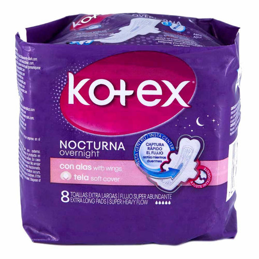 Toallas Sanitarias Kotex Nocturnas-Tela Con Alas