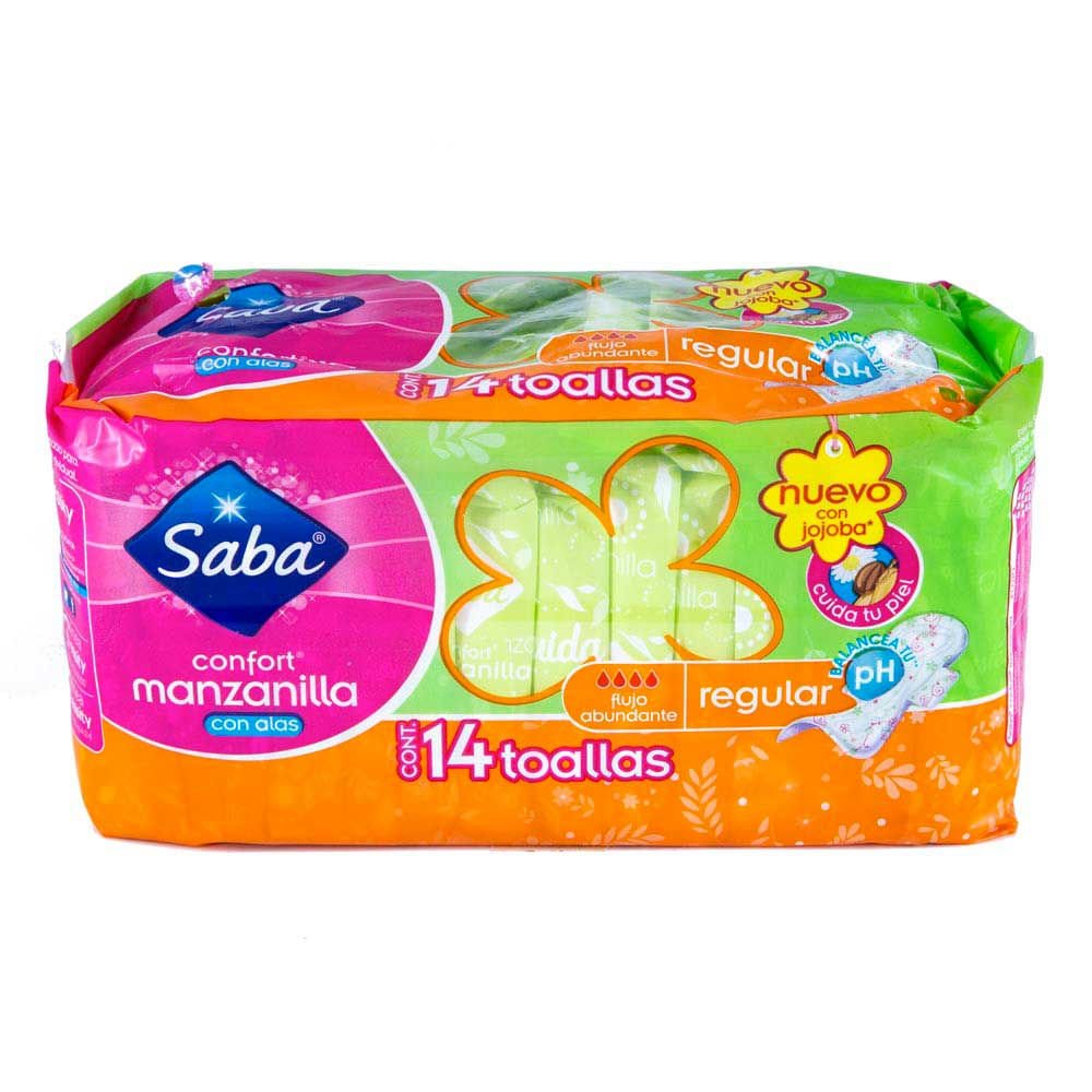 Toallas Sanitarias Saba Confort Manzanilla Con Alas