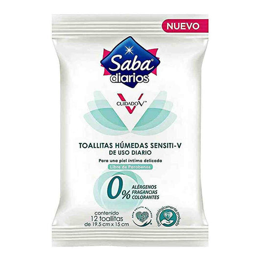 Toallitas Húmedas Saba Sensiti-V 12 Unidades
