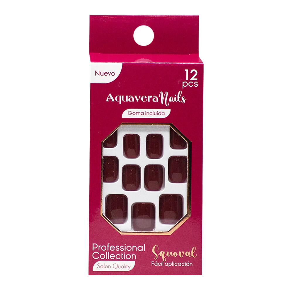 Uñas Falsas Aquavera Squoval 1 Para Dama 12 Piezas